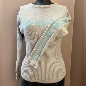 Y2K Wintertime Cherokee Grey Snowflake Sweater 100% Cotton Great Cond Size S